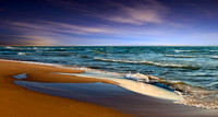 LAKE MICHIGAN SHORE AT SUNDOWN